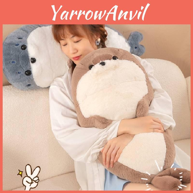 Soft And Cuddly Grey And Khaki Seal Plush Toy For Cozy Sleep And Comforting Pillows