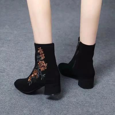 Ante Bordado Novedad Botines de Mujer en Promoción Calzado Bota Primavera 2025 Botines Otoño Rebajas Tendencia Zapatos Cortos Femeninos