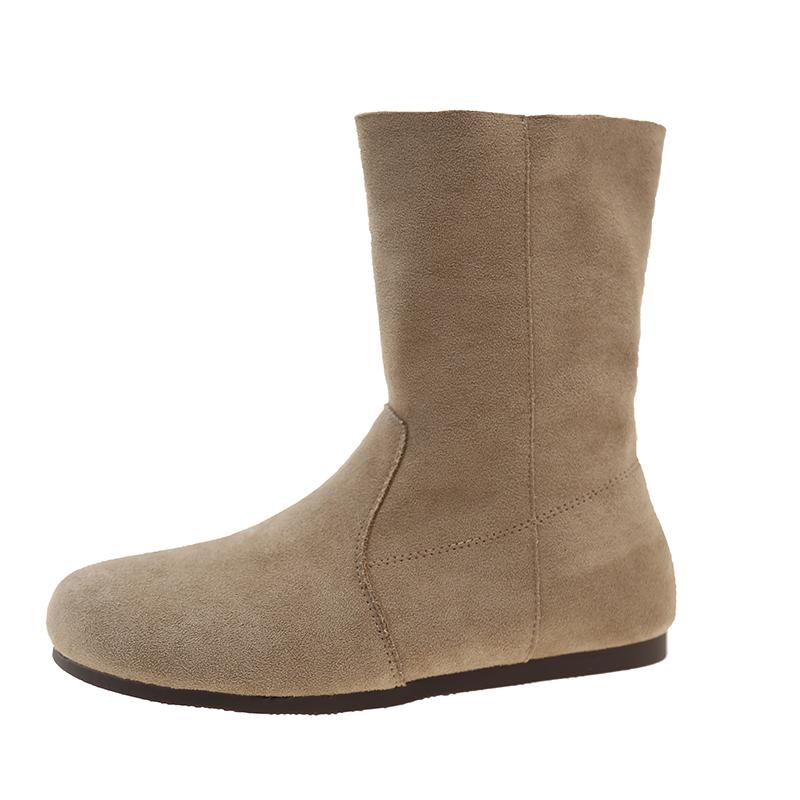 

Модные туфли на плоской подошве, повседневная обувь из замши, женские ботильоны, слипоны, осенняя новая повседневная спортивная обувь 2024 года, модный дизайнерский круглый носок, снег 40 бежевый