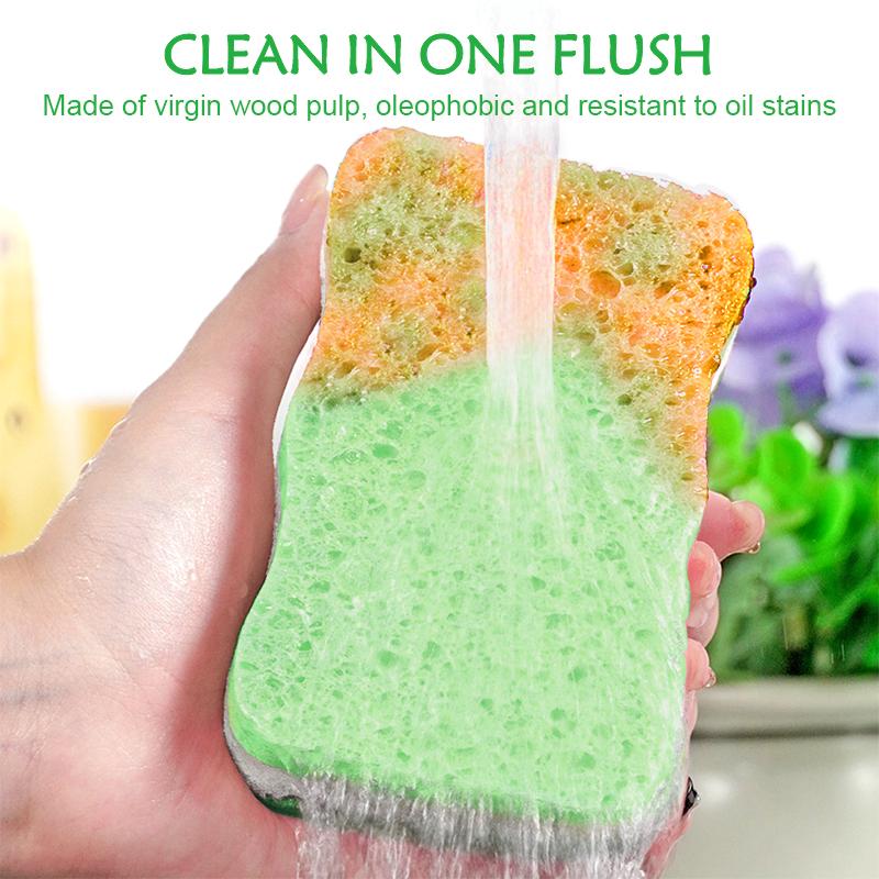 Natural Wood Pulp Cotton Sponge Wipe Re-Washable Sponge Household Cleaning Pad Kitchen Cleaning Gadgets Descaling Cleaning Rub