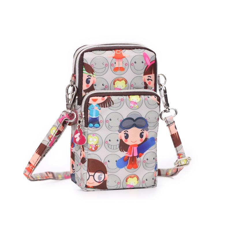 Nylon Schulter-Crossbody-Handytasche für Damen, Sport Laufen Mehrschichtige Reißverschlusstasche Armbandtasche, Clutch Münzbörse, Schlüsselhalter