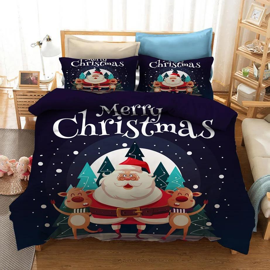 New Merry Christmas Gift 3D Christmas Santa Bedding Collection Queen Twin Single Size Duvet Cover Collection Pillowcase Home Textile Luxury