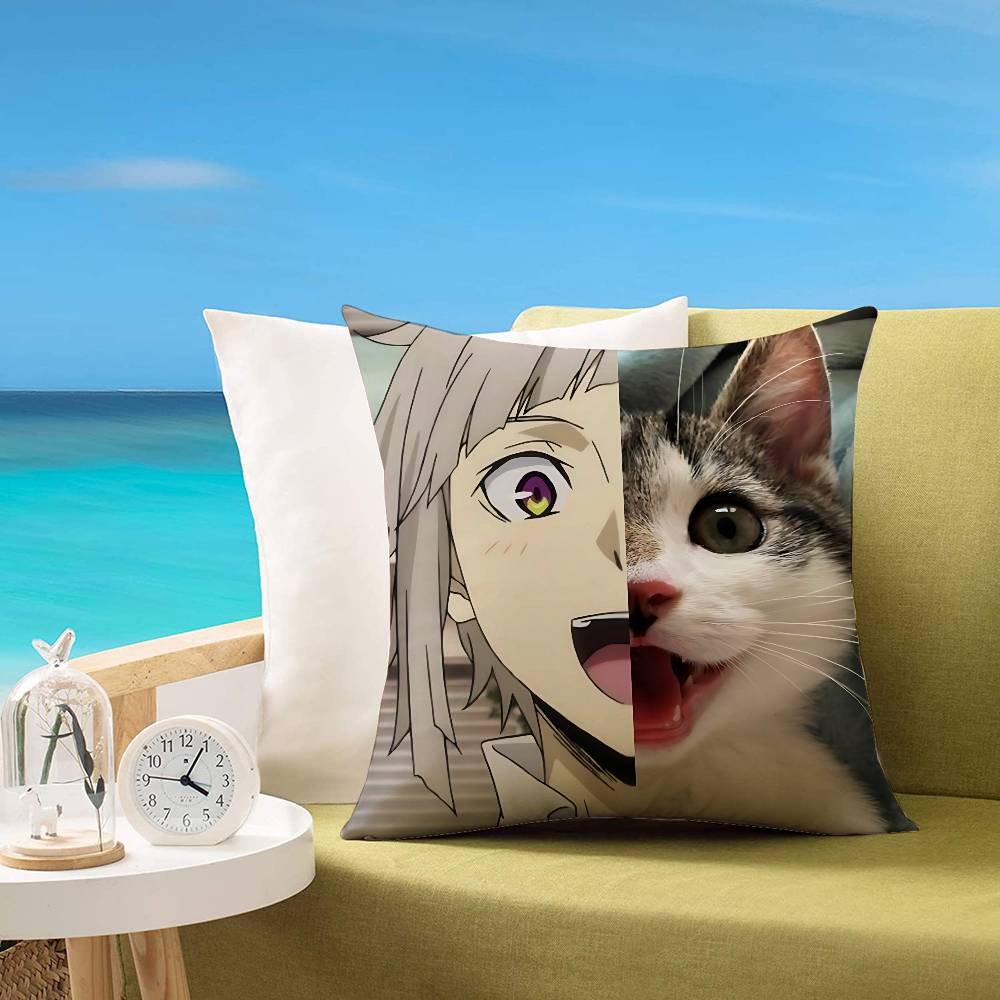 Cute AtsushiBungo StrayDogs Anime Customizable Square Pillowcases Stylish And Soft Perfect For Beds Cars And Sofas