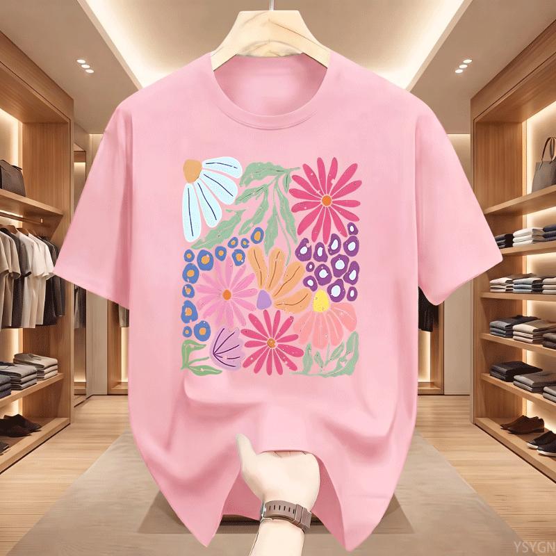 Trendy Boho Floral Tshirt Soft Flower Graphic Tshirt Cute Spring Garden Botanical Top Summer Short Sleeve Unisexs Clothing Tops