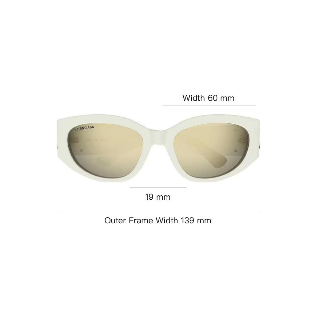 Balenciaga Logo Decorated Oval Sunglasses Women Sunglasses Beige BB0324SK009