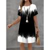 Fashion Women's Crew Neck Dress 3D Casual Color Printing Casual Dress Crew Neck Dress