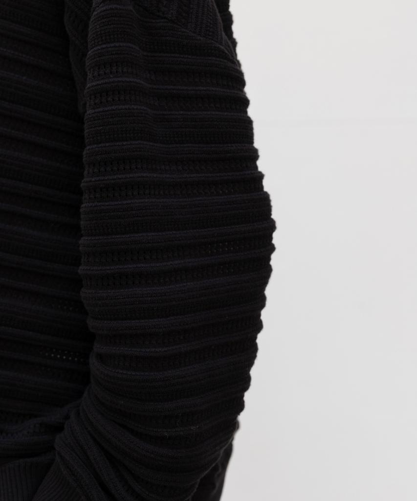 MINAV Punching Round Long Sleeve Knit [Black]