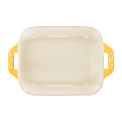 Staub "Rectangular Dish, 14cm, Citron" Ceramic Gratin Dish, Oven and Microwave Safe [Official Japanese Product] Ceramic Citron Color Dish Z1029-534