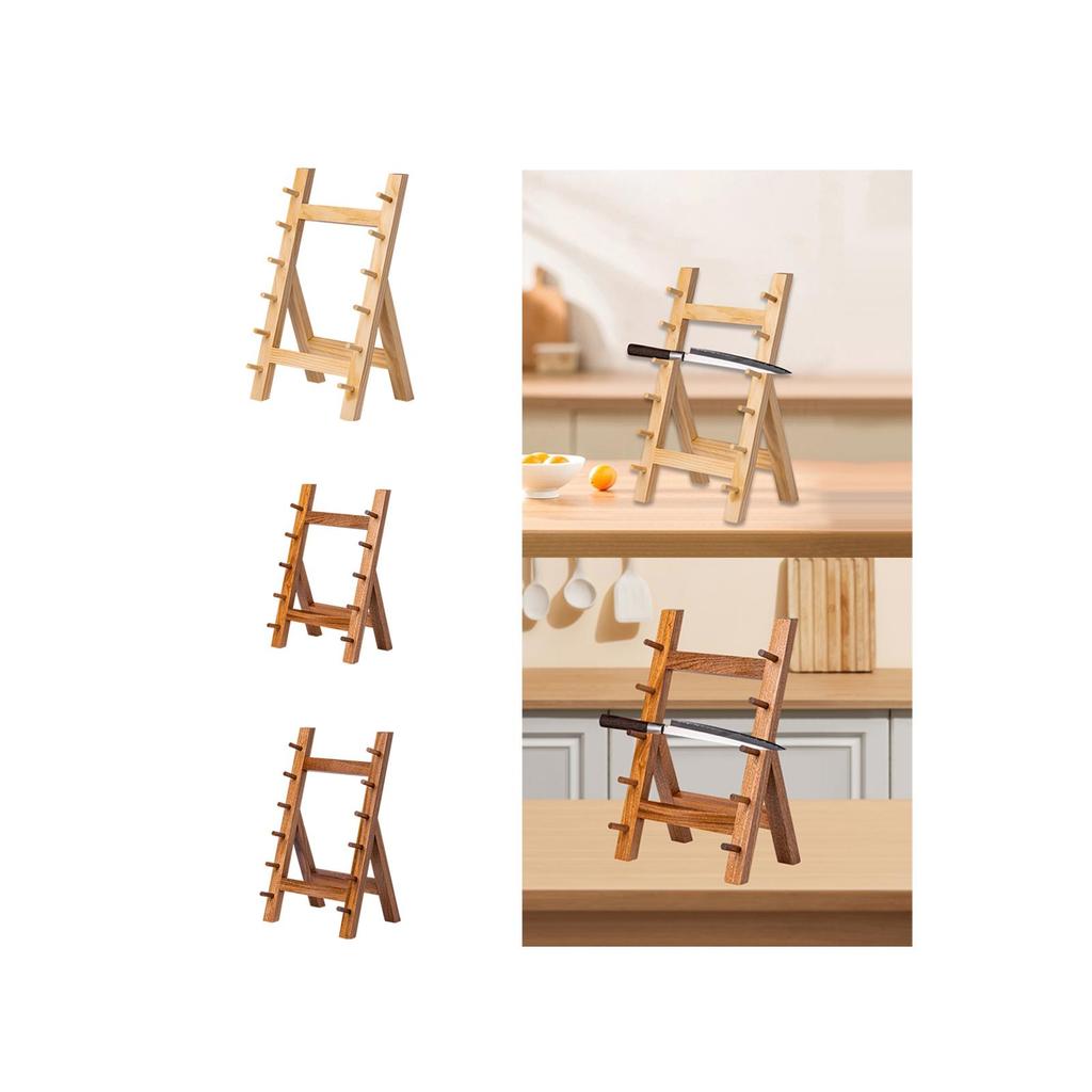 Salmon Knife Shelf Knife Organizer Rack Wooden Knife Storage Rack for Desktop