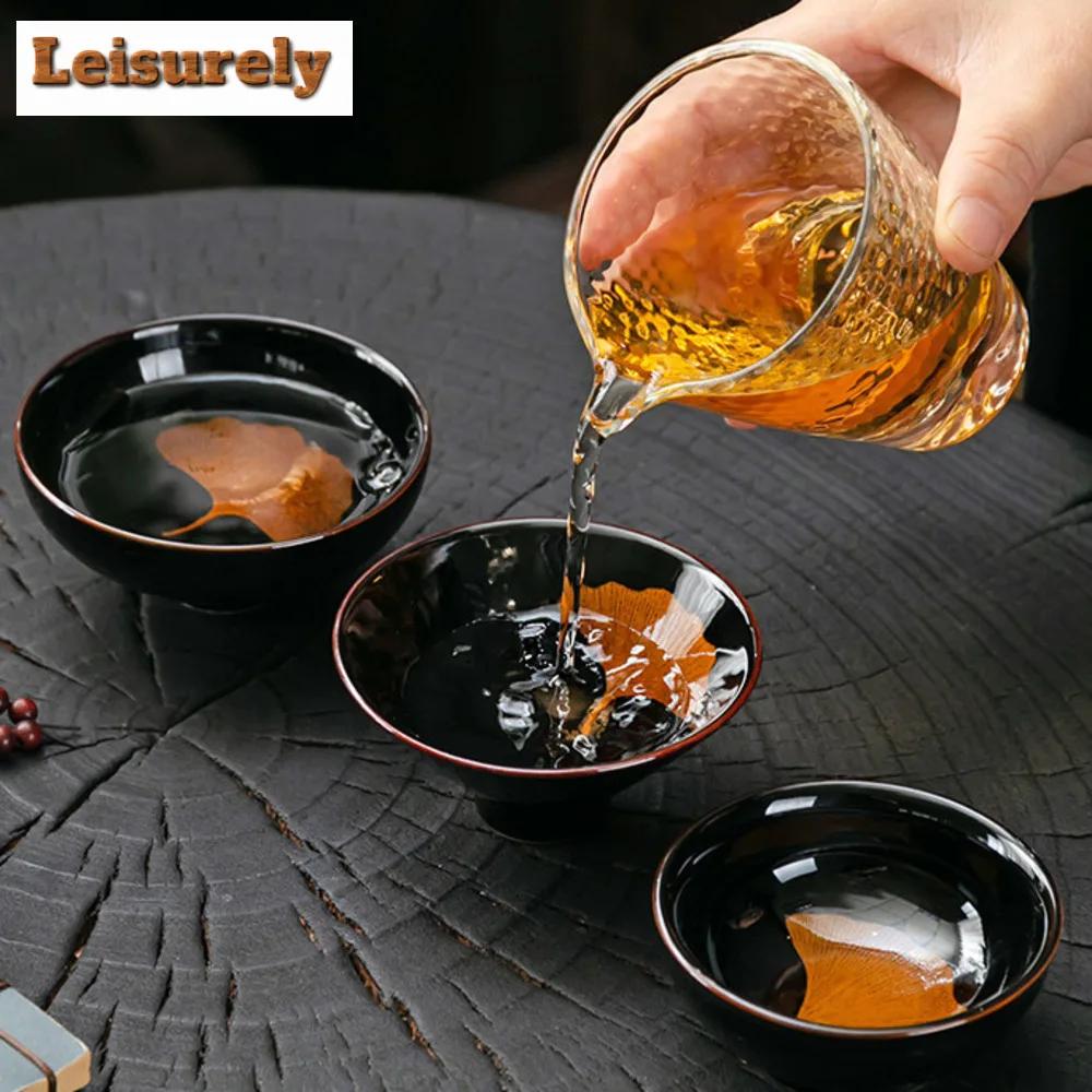 Chinese Tianmu Glazed Ceramic Teacup Creative Bamboo Hat Tea Cup Peacock Opening Screen Tea Bowl Kiln Chnge Pu'er Chazhan Teaset