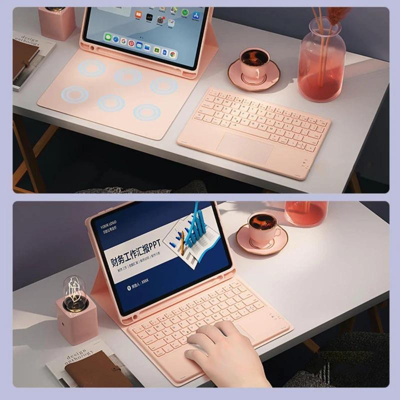 For IPad 10th Gen Touchpad Keyboard Case Pro 11 2024 Air 6 5 4 10.9 Inch 10.2 7 8 9th Air 3 Pro 10.5 Foldable Smart Cover Funda