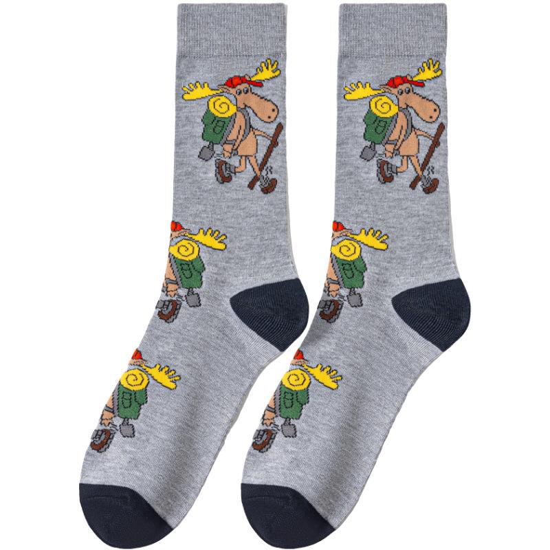 Christmas Reindeer Dinosaur Mid-Calf Socks - Trendy Men's & Women's Owl Design
