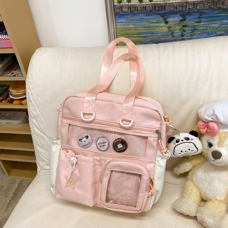 Crossbody bag female cute large-capacity junior high school student Japanese transparent pain bag large-capacity tote bag student shoulder bag tide