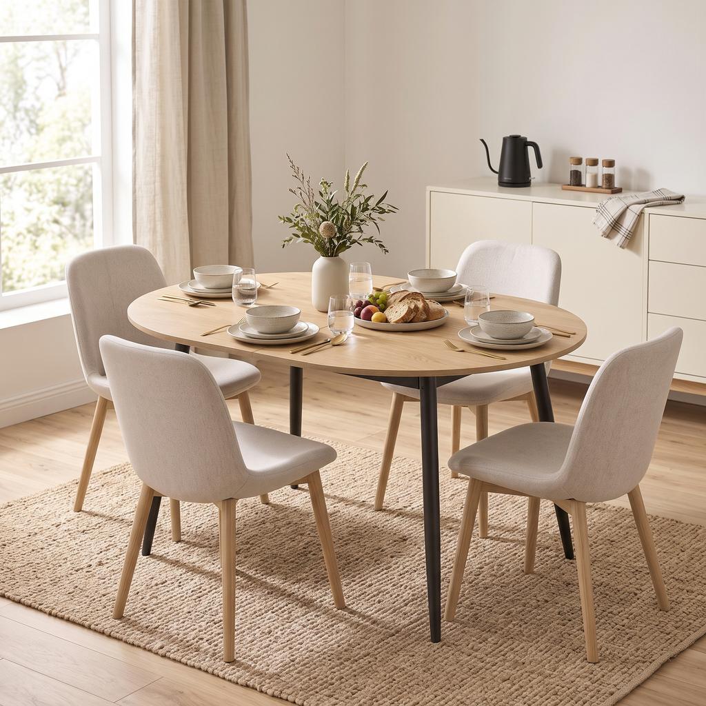 Extendable Dining Table 120 160 X 80 Cm Dining Room Table For 4 6 People With Country Style For Kitchen Dining Room Oak