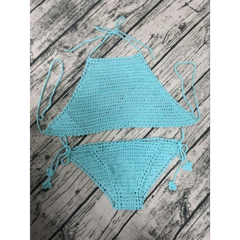 Γυναικείο μαγιό μπικίνι με πλεκτό κέντημα στο χέρι, σέξι, ξεχωριστό μαγιό για παραλία