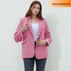 2025 Women's Casual Woolen Turn-Down Collar Suit Jacket with Pockets for Autumn/Winter.