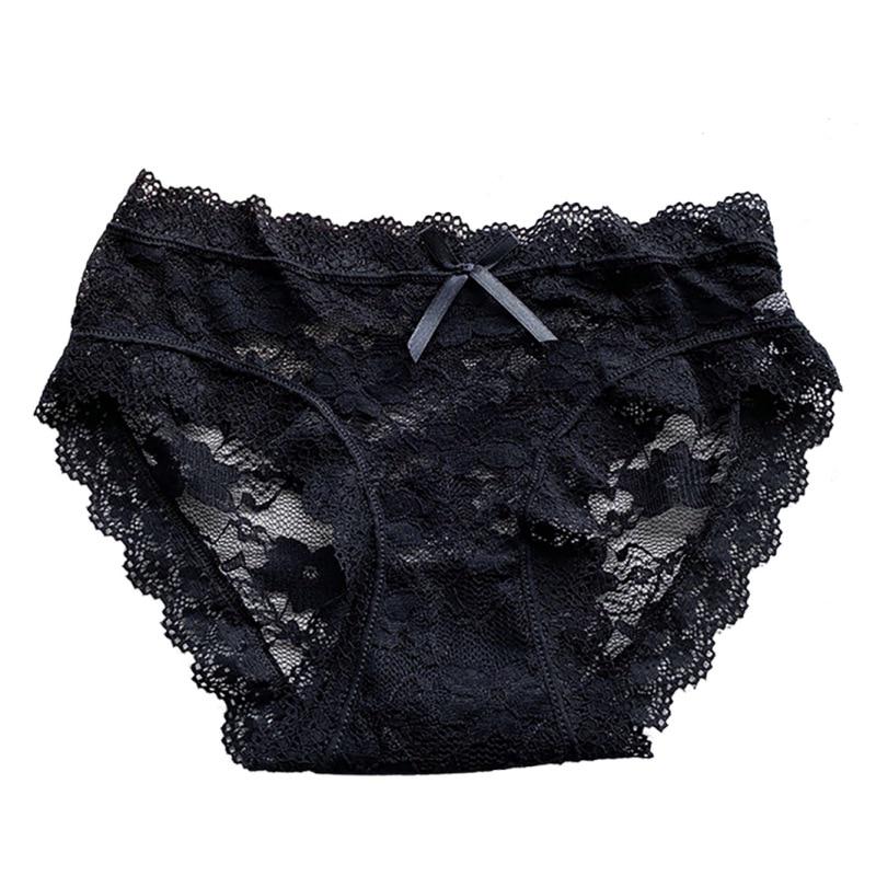 Sexy Solid Color Lace Nylon Briefs Fashion Comfortable Mid Waist Seamless 4 Pieces Panties For Women