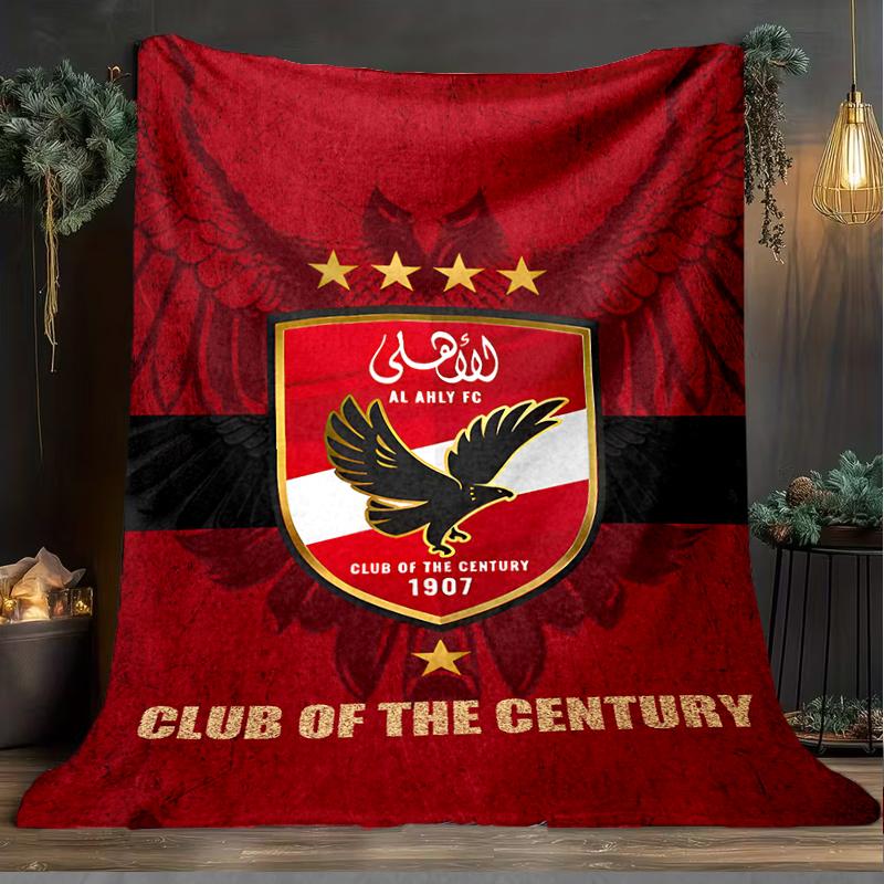 1PC Al Ahly FC Printed Soft Flannel Blanket Throw for Adult Bedroom Living Room Sofa Camping Travel Fan gifts Christmas Gifts