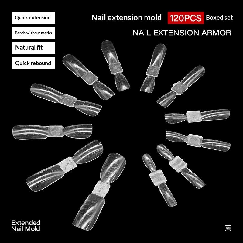 120 Paar doppelseitige Nagel-Dualformen, wiederverwendbare quadratische Sarg-Verlängerungsformen, Gel-Aufbau-Spitzen, professionelle Salon-Nagelkunst