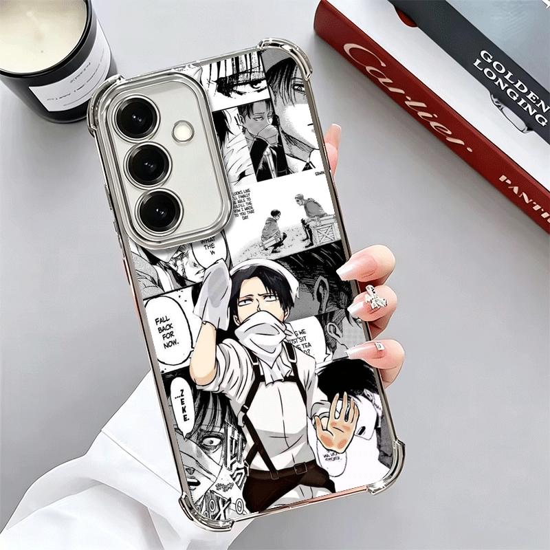 A-Attack On T-Titan Anime Plating Phone Case For Samsung A17 A07 A37 A57 A16 A56 A15 A55 A14 A54 A13 A53 A26 A36 A25 A35 A24 A34