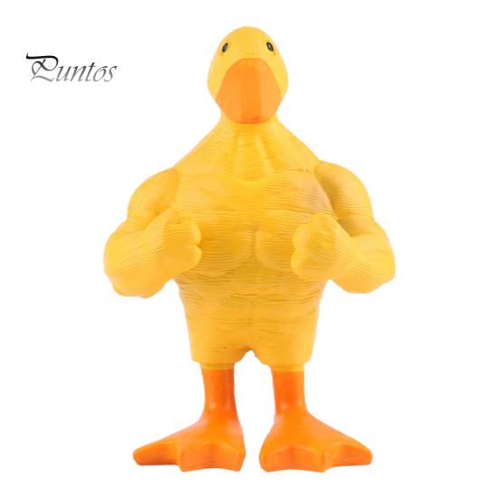 Desktop Duck Decoration Resin Muscular Figurine, Strong Fitness Statue, Home Office Decor White Yellow Shape Ornament for Table Humorous Animal Desk