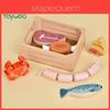 Wooden Kitchen Play Set With Fruits Vegetables Seafood And Desserts For Early Education Kids