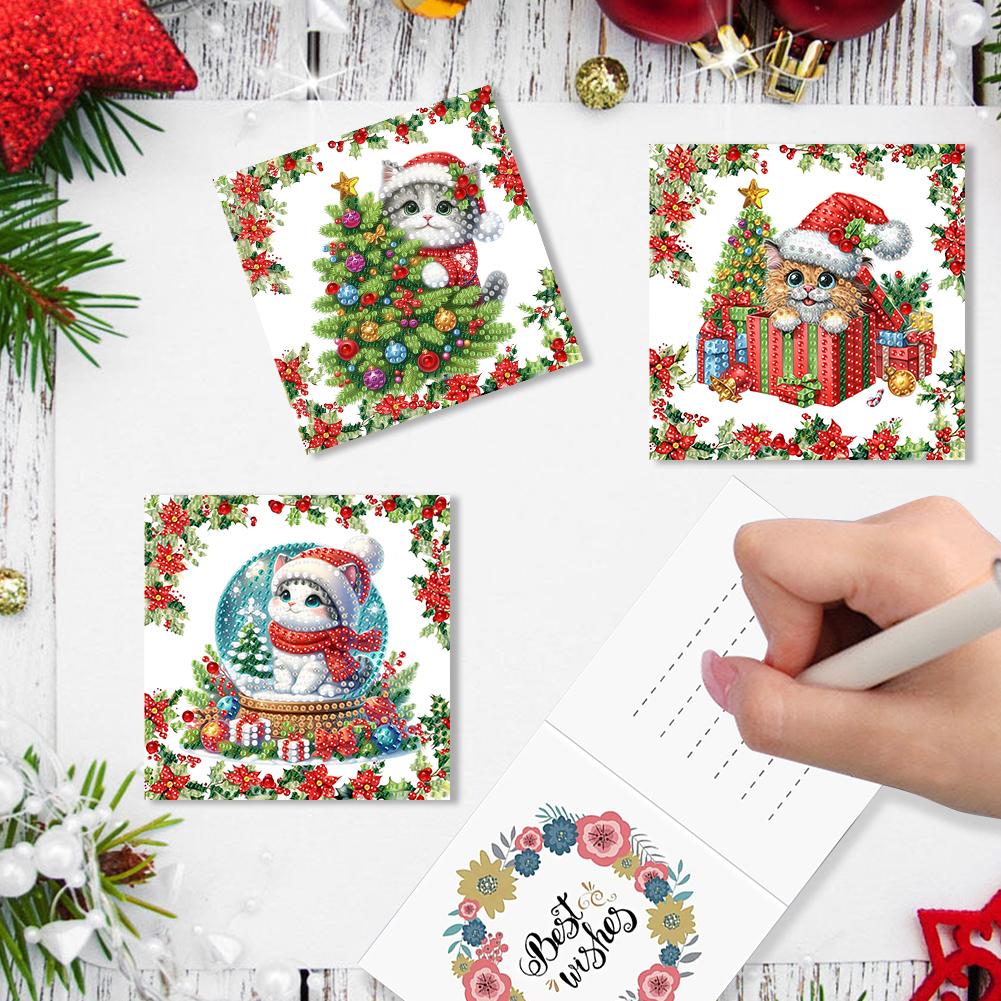 6pcs Christmas Diamond Painting Gift Card DIY Diamond Painting Greeting Thank You Card Handmade Diamond Embroidery Painting Kits