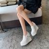 Leather Platform White Shoes Women's 2025 Spring and Autumn Models, Star Versatile Women's Shoes, Height Increase Within 12cm, Waterproof Table Muff