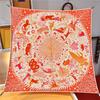 Lenço de Seda Sarja Animal Cavalo 90cm Xale de Moda Marca de Luxo Lenço Quadrado Hijab Feminino Bandana Foulard Lenço de Pescoço Lenços de Cabeça