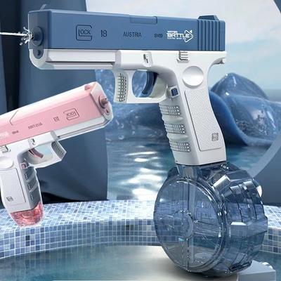 2025 New Water Gun Electric Glock Pistol Shooting Toy Full Automatic Summer Water Beach Toy For Kids Boys Girls Adults
