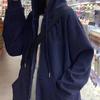 Autumn and Winter Jacket Zipper Hooded Sweater Women's Casual Cardigan Loose Top