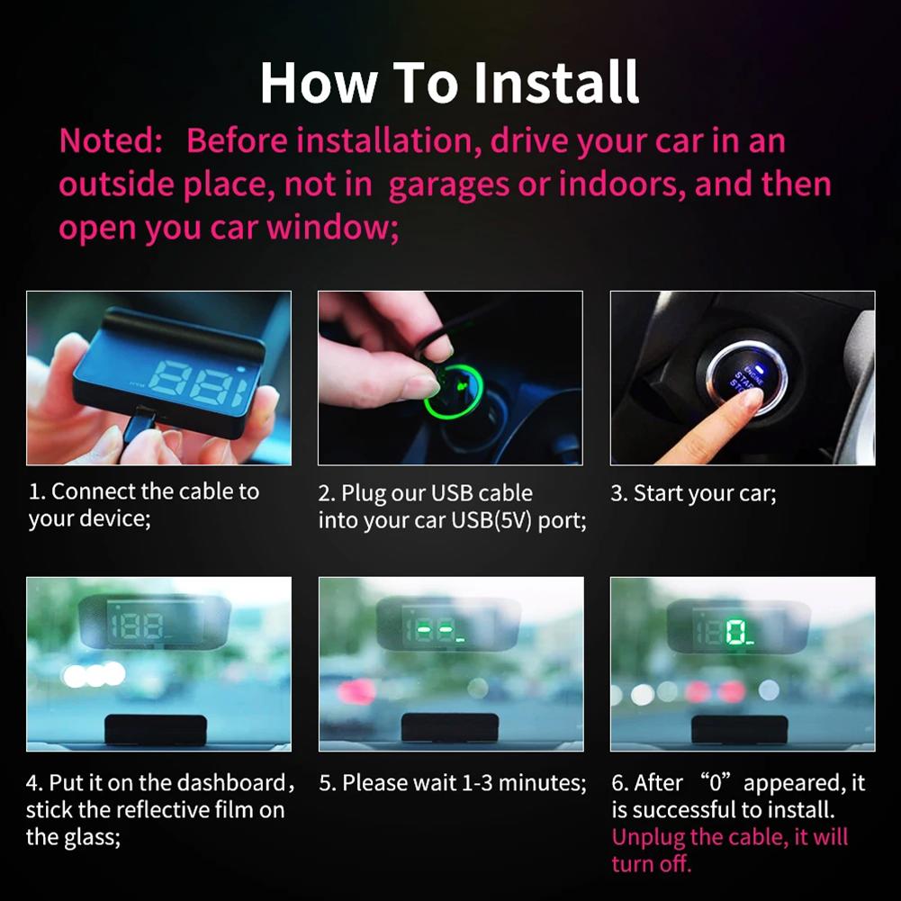 KWHUD HUD Head-up Display Car GPS Digital Speedometer Universal Speed Windshield Projector Plug&Play Auto Electronic Devices