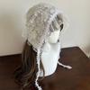 3D Butterfly Triangle Hair Wrap White Lace Hair Band Sweet Lolita Headscarf  for Women