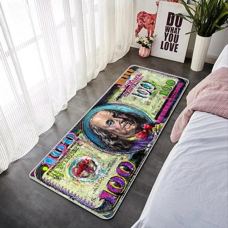 Creative Banknote Long Strip Floor Mat Soft And Anti-Slip Bedroom Bedside Blanket Bay Window Blanket Home Decoration