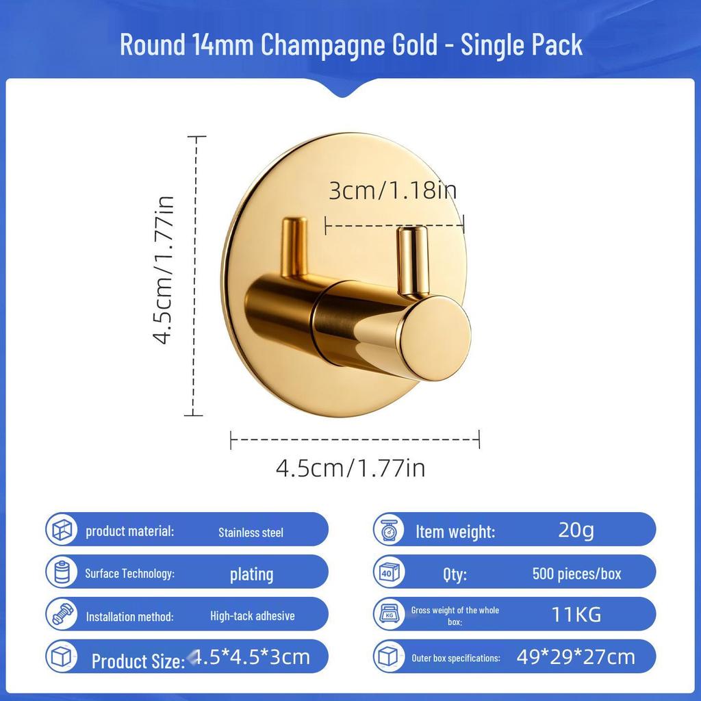 Punch-Free Strong Adhesive 304 Stainless Steel Wall Hook