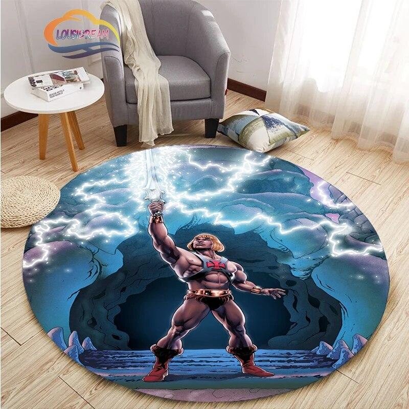 Adventure Animation Masters of the Universe Round Carpet and Rug Cartoon He-Man Pattern Home Decor Anti-slip Mat Yoga