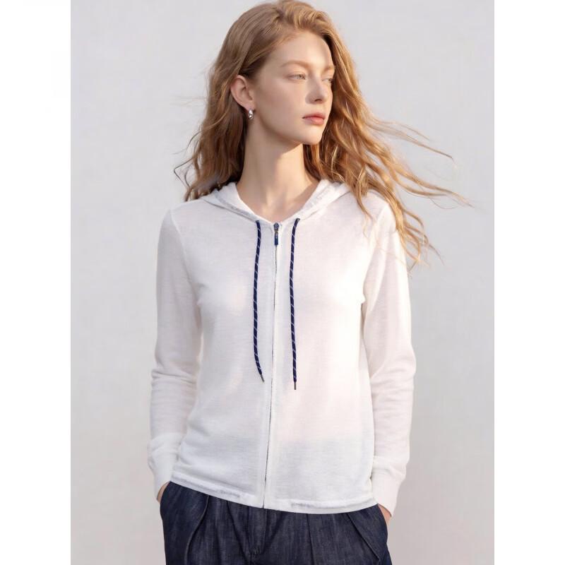 Basic House Women's Hooded Zipper Knit Cardigan Jacket