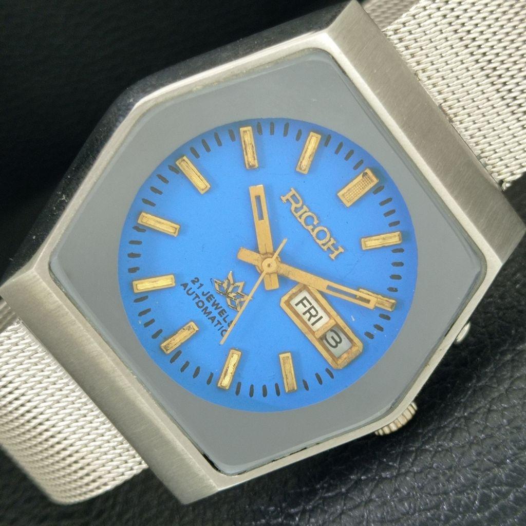 

VINTAGE RICOH R31 AUTOMATIC JAPAN MENS SKY BLUE COLOR DIAL WATCH a707920-1