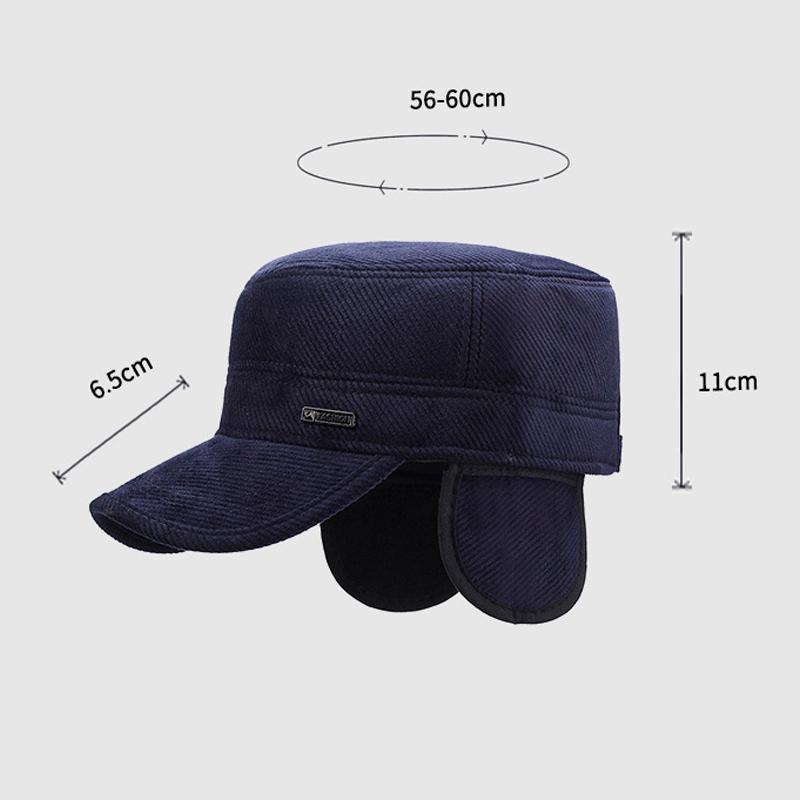 Winter Men's Flat Cap Thick Warm Velvet Cap Ear Protection Captain Cap
