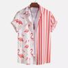 Camicia da Uomo a Maniche Corte a Strisce di Fenicottero Hawaiano Stile Europeo Americano Stampa Digitale 1D TEMU Vendita Calda