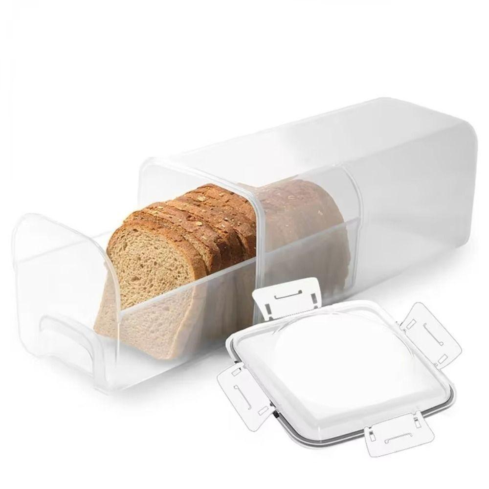 Plastic Toast Storage Box with Sealing Lid Sandwich Bread Holder Loaf Container  Multigrain