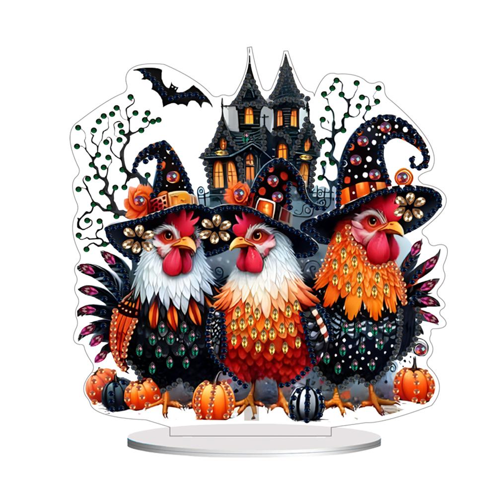 PET Halloween Theme Diamond Painting Tabletop Ornaments Kit 5D DIY Diamond Art Tabletop Decorations Office Decor