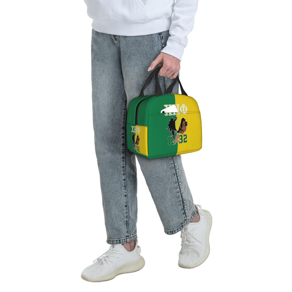 CHI ETA PHI Sorority Nurse 1932 Insulated Lunch Bags for Green and Yellow Resuable Cooler Thermal Bento Box Work School Travel