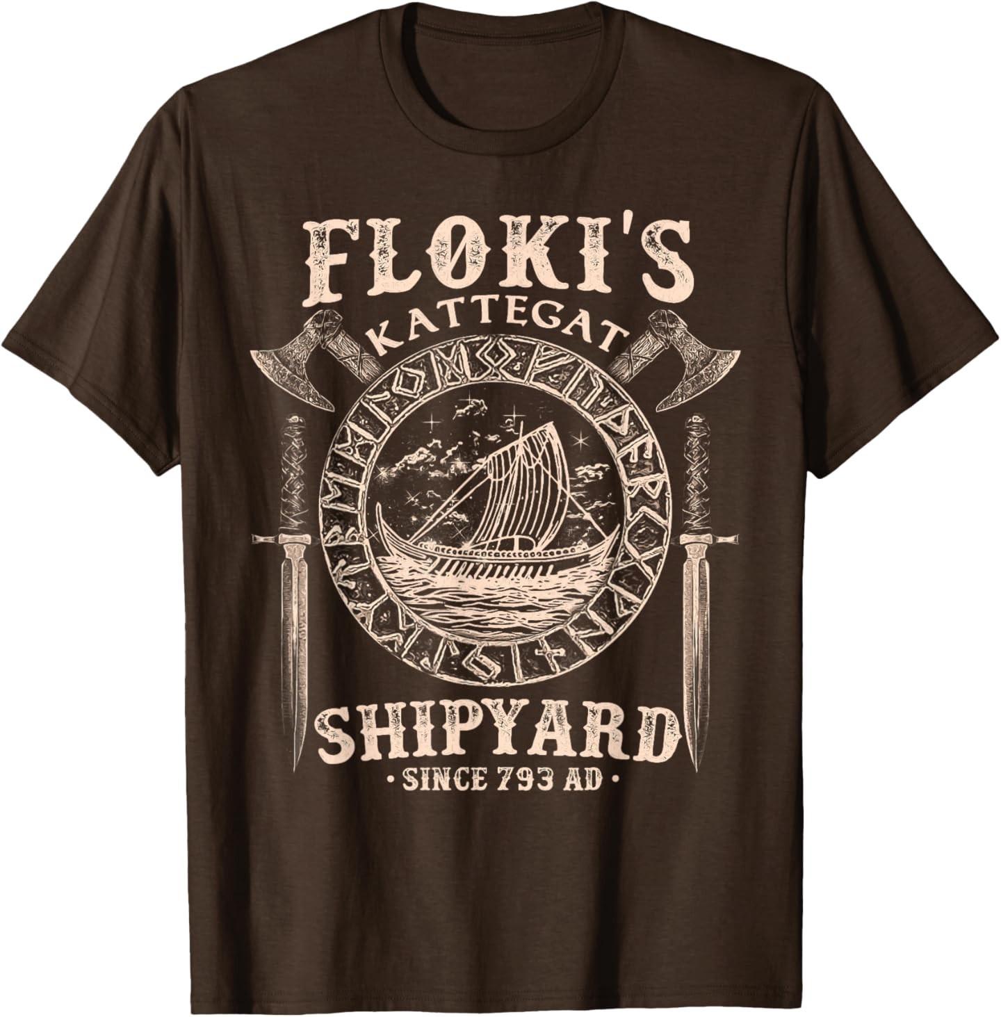 Flokis Shipyard Kattegat Viking Ship and Sword T-Shirt Gift T-Shirt Unisex T-Shirt XXXXL