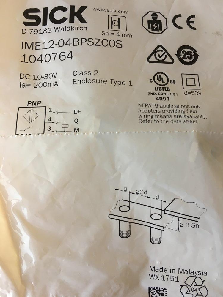 

New German Sick SIC IME12 Proximity Switch IME12-04BPSZC0S/IME12-04BNSZC0S IME12-04BPSZC0S with connector