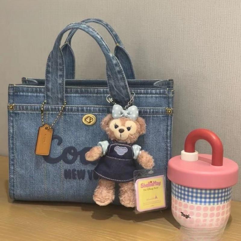 Spring/Summer Washed Denim Canvas Tote & Crossbody Bag - Large Capacity