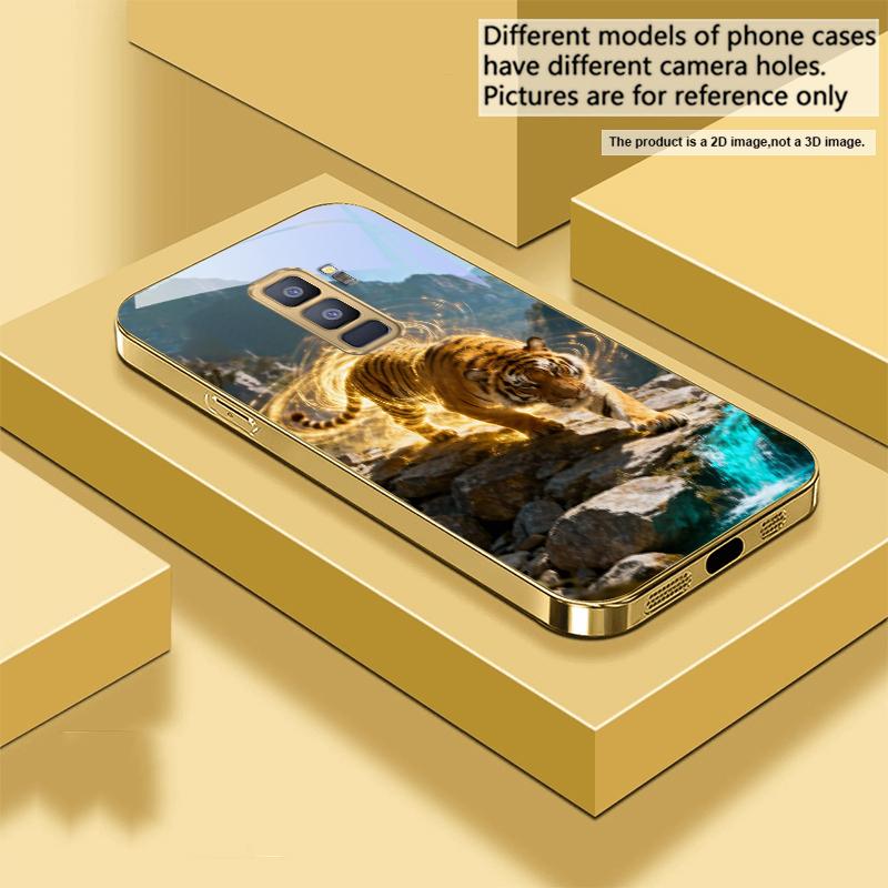The Golden Noble Tiger For Samsung Galaxy S26 S20 FE S21 S22 S23 Plus S24 Ultra 25Ultra S21+ S9 S22 Golden glass phone case