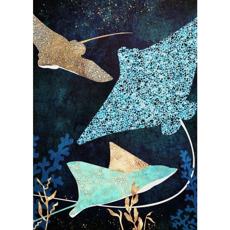 Abstract Marine Life Whale Octopus Canvas Painting Ocean Animals Prints Posters Wall Art Picture Living Room Home Decor No Frame