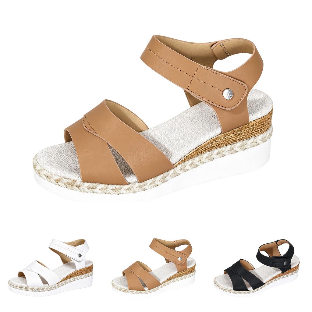 Women's Fashion Plus Size Adjustable Strap Open Toe Casual Wedge Sandals Comfortable Slip Resistant Sole Lightweight Design