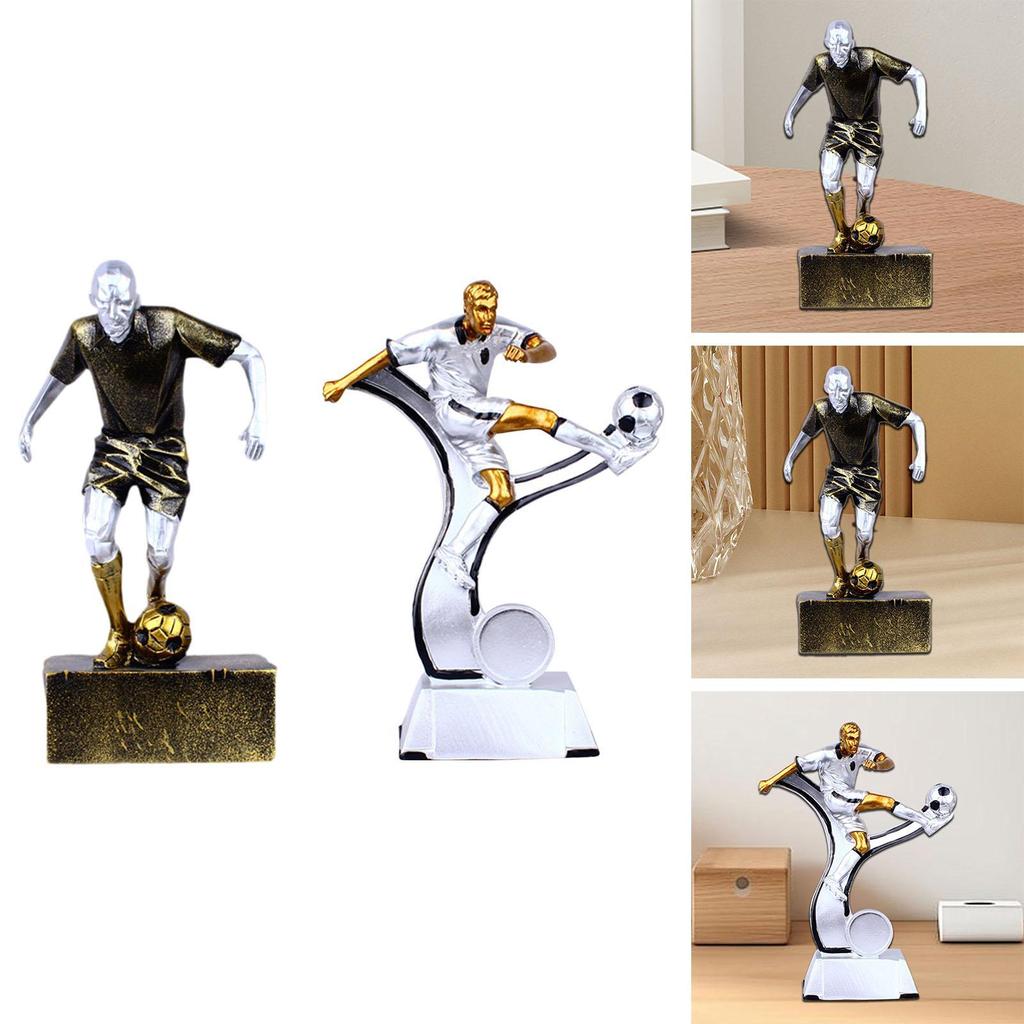 Soccer Player Sculpture Athlete Statue Sturdy Wear Resistant Creative Delicate Desktop Ornament Home Decor for Living Room